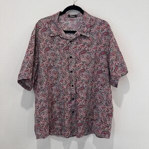 Vatpave Men's Multicolor Paisley Allover Print Short Sleeve Shirt Size XXL